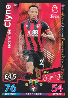 Nathaniel Clyne AFC Bournemouth 2018/19 Topps Match Attax Extra New Signing #NS1